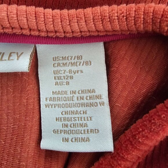 Cynthia Rowley Girls Corduroy Long-Sleeve Tiered Dress Size 8 Rust Orange - Picture 3 of 9